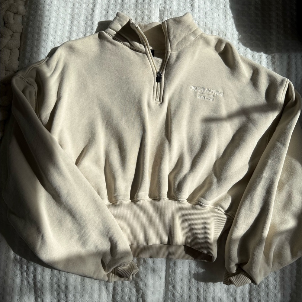 Oner Active Cropped Quarter-Zip Sweatshirt
